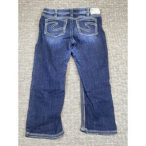Women’s silver jeans Aiko capri Size 16 Dark Thick Stitching